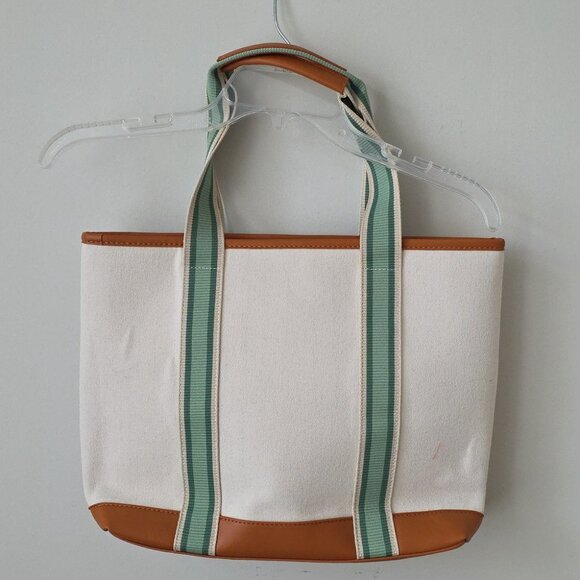 NEIMAN MARCUS |  Beach Canvas Tote Cream Green - Picture 4 of 5